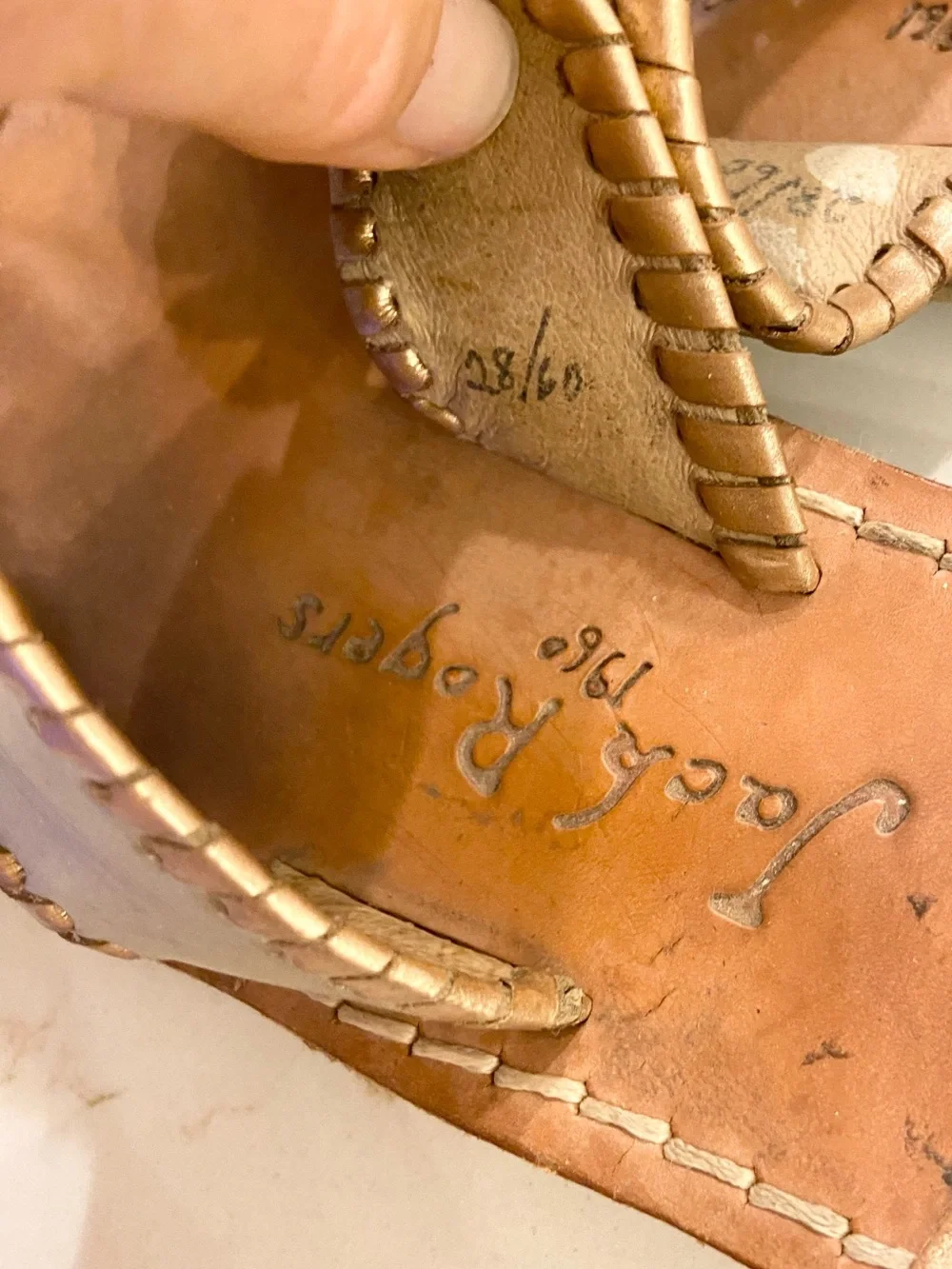 Jack Roger’s Leather Slide Sandals in Metallic Gold